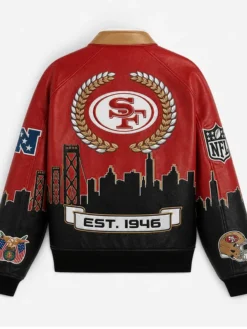 Buy-The-Golden-Gate-Dynasty-X-San-Francisco-49ers-Vegan-Leather-Skyline-Jacket