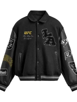 Buy UFC 331 Full-Snap Black Varsity Jacket Front View