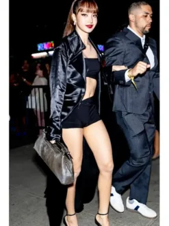 Bvlgari-Serpenti-Infinito-After-Party-2026-K-pop-Star-Lisa-Black-Satin-Coat-Front-View