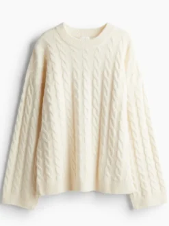 Cable Knit Jumper Sweater Cream