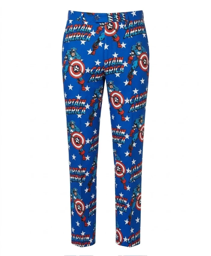 Marvel Captain America printed royal blue suit with lapel collar