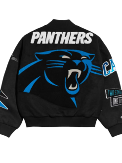 Carolina Panthers Chalk Line Black Pennant Varsity Jacket