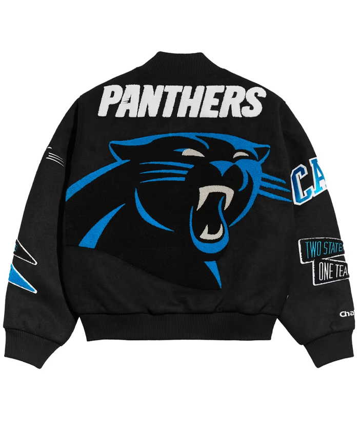 Carolina Panthers Chalk Line Black Pennant Varsity Jacket