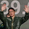 Ceremonial-Weigh-In-Katie-Taylor-Champions-Green-Leather-Bomber-Jacket