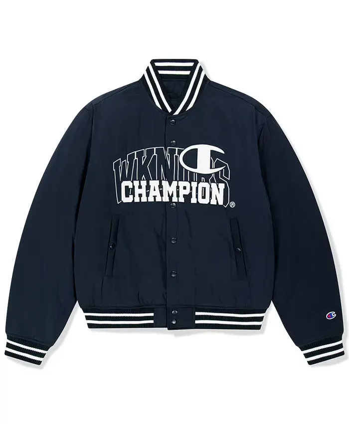 Champion Stadium Bomber Varsity Jacket Navy