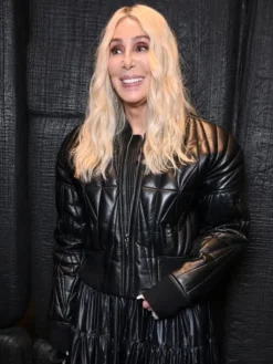 Cher NYFW Event Black Leather Jacket