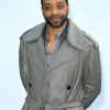 Chiwetel Ejiofor Burberry Fashion Show Grey Leather Coat