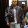 Chris Brown RB Tour Dark Brown Leather Bomber Jacket