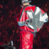 Chris Brown Red Leather Tracksuit Jacket Back