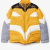 Chris Brown UNDERCOVER x Iffy Evangelion Anime Mecha Color-Block Padded Yellow Puffer Jacket front view