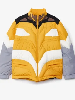Chris Brown UNDERCOVER x Iffy Evangelion Anime Mecha Color-Block Padded Yellow Puffer Jacket front view