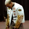 Chris Brown Vanson Leathers White and Gold Jacket
