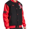 Close-up of Adidas Football Club Bayern Munich 24-25 Black And Red Varsity Jacket