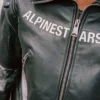 Close-up of Alpinestars RSRV x Motorsports Gear 2026 Black Zip-Up Biker Leather Jacket