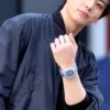 Close-up of BTS Jungkook Hublot Event 2026 Black Polyester Bomber Jacket Sale