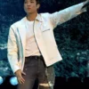 Close-up of BTS Kim Namjoon RM 2026 iHeartRadio Music Festival Las Vegas White Cotton Jacket