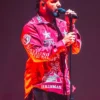 Close-up of Drake We’ll Go To Hell Bout Johnny Manziel Red Satin Jacket Sale