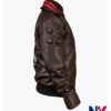 Close-up of Halloween Cyberpunk 2077 Samurai Cosplay Brown Leather Jacket Sale