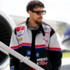 Close-up of Jacksonville Jaguars Parker Washington Dale Earnhardt White And Black GM Goodwrench NASCAR Jacket