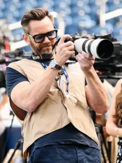 Close-up of Joel McHale 2026 NFL Season Kickoff Game NFL Media Brown Cotton Vest