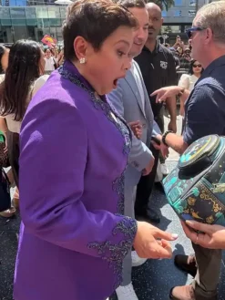 Close-up of Lea Salonga Hollywood Walk of Fame Los Angeles Purple Suiting Fabric Blazer