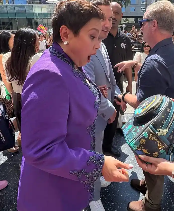 Close-up of Lea Salonga Hollywood Walk of Fame Los Angeles Purple Suiting Fabric Blazer
