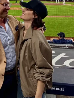 Close-up of MLB New York Yankees Jaimie Alexander Brown Zip-Up Polyester Track Jacket