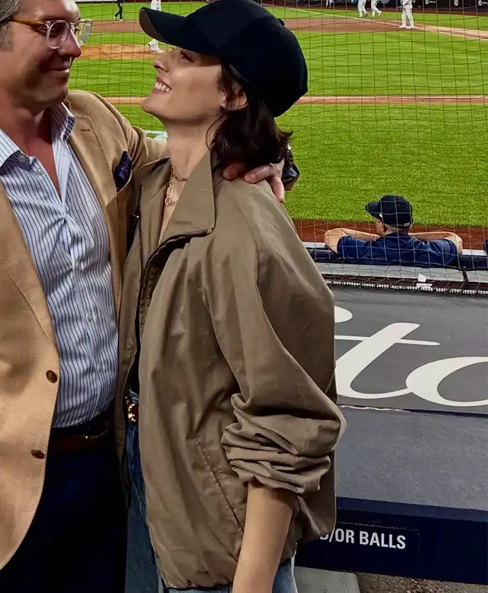Close-up of MLB New York Yankees Jaimie Alexander Brown Zip-Up Polyester Track Jacket