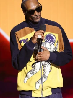 Close-up of MTV Video Music Awards 2026 Los Angeles Snoop Dogg Yellow Fleece Bomber Jacket