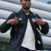 Close-up of Manchester City UEFA Champions League CP Company Black Polyester Track Jacket