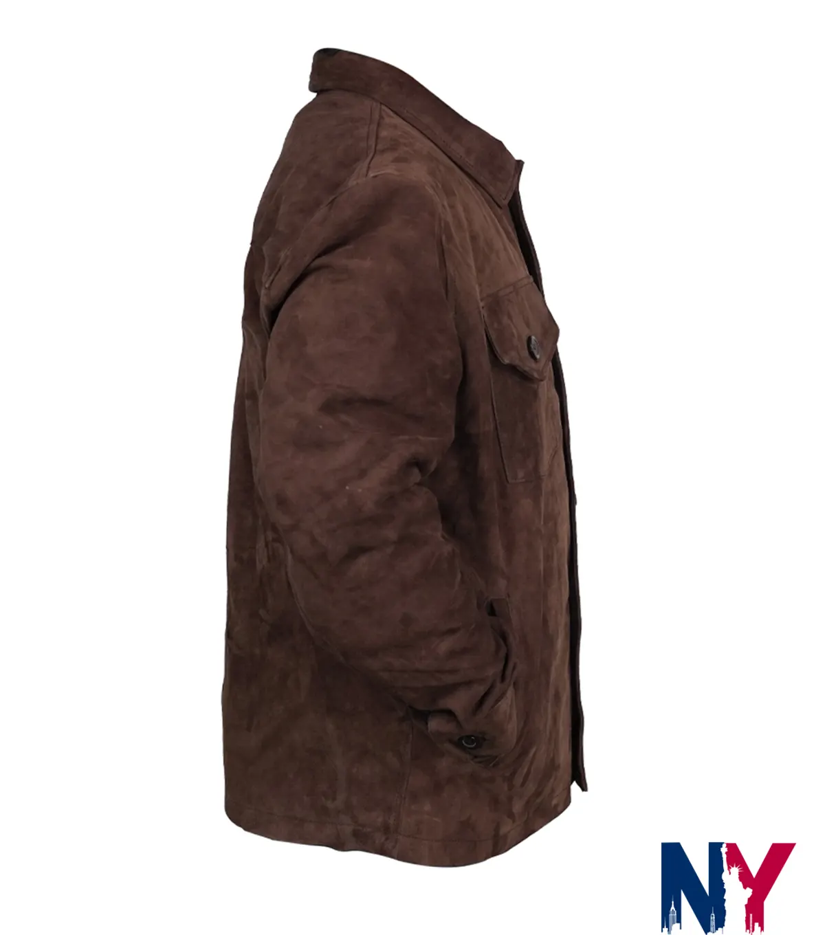 Close-up of Men's Dark Brown Suede Leather Shirt Jacket Limited Edition