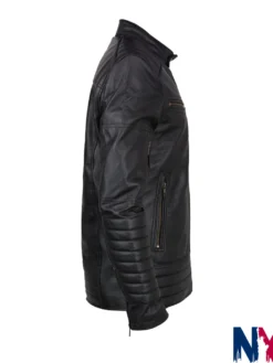 Close-up of Mortal Kombat 2 Johnny Cage Black Leather Bomber Jacket