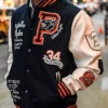 Close-up of NBA Legend Dwyane Wade Roots of Fight Sweetness Walter Payton Legacy Navy Varsity Jacket