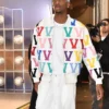 Close-up of NBA Shai Gilgeous-Alexander You Broke My Heart White Varsity Wool Jacket