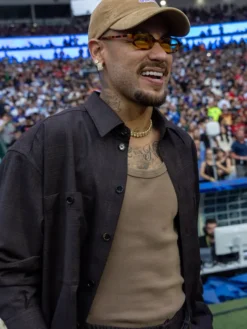 Close-up of NFL Dallas Cowboys vs Baltimore Ravens Rio Game Neymar Jr. Cotton Black Workwear Jacket