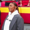 Close-up of NFL Kansas City Chiefs Game GEHA Field Queen Latifah Grey Trench Coat