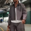 Close-up of NFL Los Angeles Rams Quentin Lake Arrival Mauve Grey Cropped Jacket