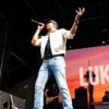 Close-up of NFL Luke Bryan USAA Salute 250 Kickoff Concert White Cotton Workwear Jacket