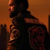 Close-up of NFL Team Chicago Bears Caleb Williams Madden NFL 27 Black Leather Jacket