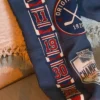 Close-up of NHL Team New York Rangers Navy Blue Leather Bomber Jacket Sale