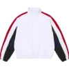 Close-up of Supreme Fall-Winter 2026 AOI Fleece Polyester Lined White Track Jacket