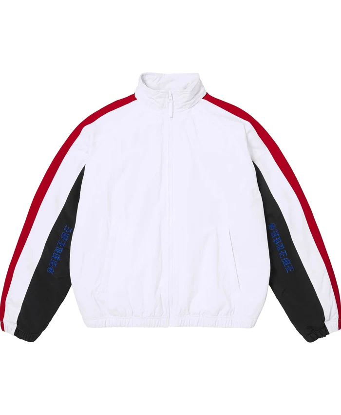 Close-up of Supreme Fall-Winter 2026 AOI Fleece Polyester Lined White Track Jacket