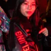 Close-up of Syn Zhuang BEIJING Jordan The One Global Finals Championship Black Varsity Jacket