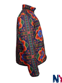 Close-up of TK Lee Series The Brothers Sun 2024 Joon Lee Satin Floral Print Zip-Up Jacket