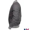 Close-up of The Batman 2022 Bruce Wayne Drifter Bomber Cotton Grey Jacket