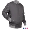 Close-up of The Batman 2022 Bruce Wayne Drifter Cotton Grey Bomber Jacket