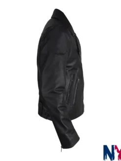 Close-up of Tracy Spiridakos TV-Series Anna Pigeon 2026 Black Leather Biker Jacket