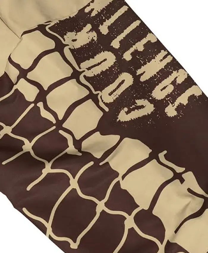 Close-up of Travis Scott Cactus Jack x Nike Cactus Court Zip Beige And Brown Track Windbreaker Jacket