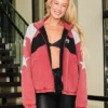 Close-up of WNBA Arrival Tunnel Walk Sophie Cunningham Fever vs Lynx All Star Track Work Red Cotton Jacket