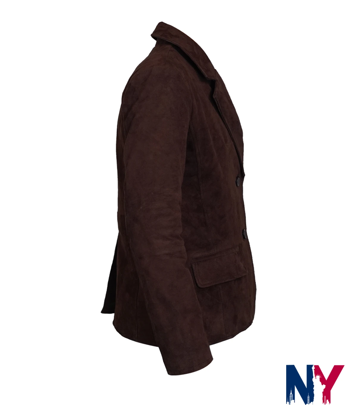 Close-up of Women's Casual Dark Brown Suede Leather Blazer For Sale